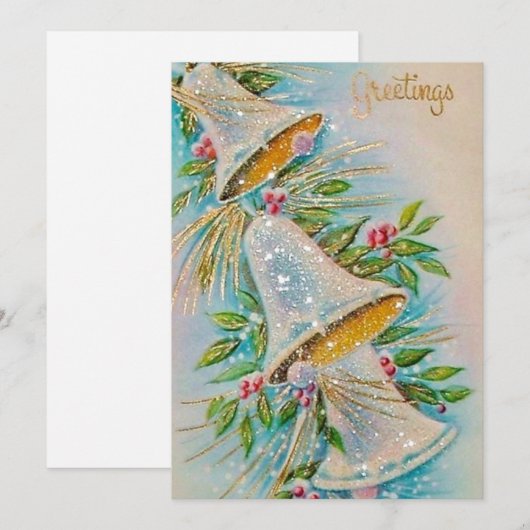 Vintage-kerstbellen Feestdagenkaart (Voorkant / Achterkant)