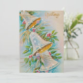 Vintage-kerstbellen Feestdagenkaart (Staand voorkant)