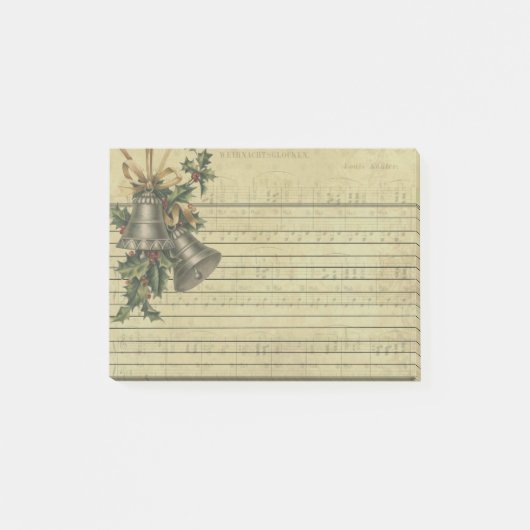 Vintage kerstbells en vel Music Note Pads (Voorkant)