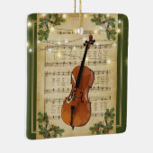 Vintage kerstblad Music Cello Keramisch Ornament (Rechts)