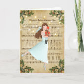 Vintage kerstblad Music en Ballerina Feestdagen Kaart (Voorkant)