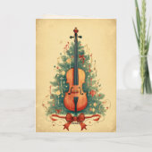 Vintage kerstblad Music en Cello Feestdagen Kaart (Achterkant)