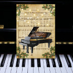 Vintage kerstblad Music en Grand Piano Feestdagen Kaart<br><div class="desc">Dit prachtige ballet-kerstkaartontwerp is voorzien van een oud kerstblad met tekenfilms en een grote piano. De binnenkant kenmerkt een douane vakantiegroet.</div>