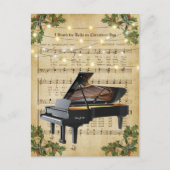Vintage kerstblad Music en Piano Briefkaart (Voorkant)