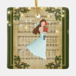 Vintage kerstblad Music Nutcracker Ballet Keramisch Ornament