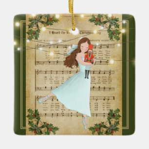 Vintage kerstblad Music Nutcracker Ballet Keramisch Ornament