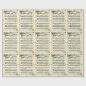 Vintage kerstblad Muziek Cadeaupapier (Vlak)