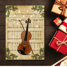 Vintage kerstblad Muziek en Violin