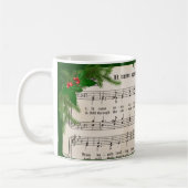Vintage kerstblad muziek met feestelijk geweld koffiemok (Links)