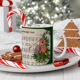 Vintage kerstblad muziek met feestelijk geweld koffiemok