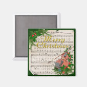 Vintage kerstblad muziek met feestelijk geweld magneet (Voorkant / Achterkant)