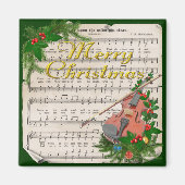 Vintage kerstblad muziek met feestelijk geweld magneet (Voorkant)