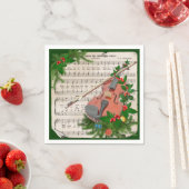 Vintage kerstblad muziek met feestelijk geweld servet (Insitu)