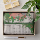 Vintage kerstblad muziek met feestelijk geweld tissuepapier (Geschenk)