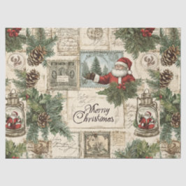 Vintage Kerstbloemen & Santa Decoupage Tissuepapier