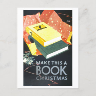 Vintage Kerstboek Poster Briefkaart