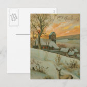Vintage kerstBoerderij met Deer Feestdagenkaart (Voorkant / Achterkant)