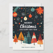 Vintage kerstbomen Business Feestdagenkaart (Voorkant)