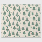 Vintage kerstbomen cadeaupapier (Vlak)