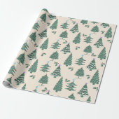 Vintage kerstbomen cadeaupapier (Uitgerold)