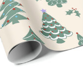 Vintage kerstbomen cadeaupapier (Rol Hoek)