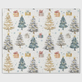 Vintage kerstbomen Elegant Cadeaupapier (Vlak)