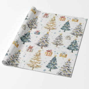 Vintage kerstbomen Elegant Cadeaupapier
