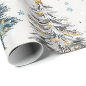 Vintage kerstbomen Elegant Cadeaupapier (Rol Hoek)