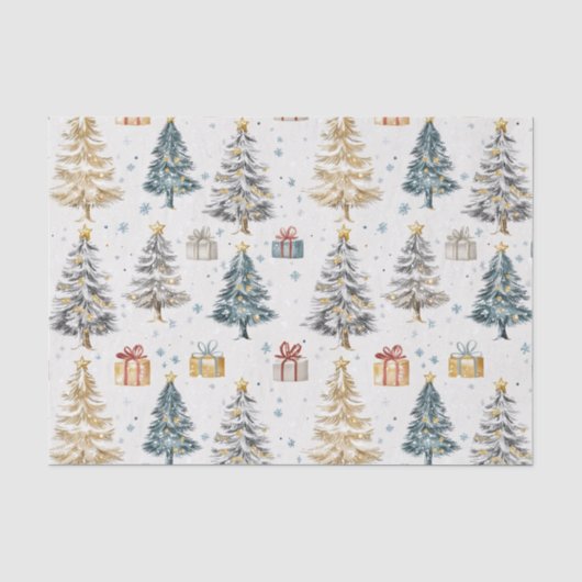 Vintage kerstbomen Elegant Tissuepapier (Voorkant)