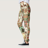Vintage kerstbomen en rendieren patroon leggings (Links)