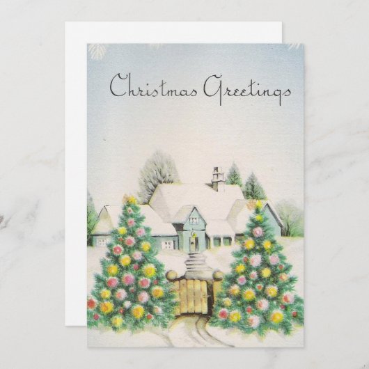 Vintage kerstbomen Home Feestdagenkaart (Voorkant / Achterkant)