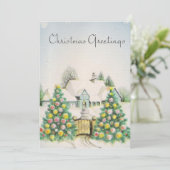 Vintage kerstbomen Home Feestdagenkaart (Staand voorkant)