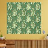 Vintage Kerstbomen illustratiepatroon Canvas Afdruk (Insitu (Woonkamer))