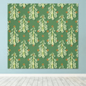 Vintage Kerstbomen illustratiepatroon Canvas Afdruk (Insitu (Houten vloer))