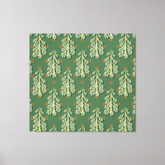 Vintage Kerstbomen illustratiepatroon Canvas Afdruk (Voorkant)