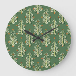 Vintage Kerstbomen illustratiepatroon Grote Klok