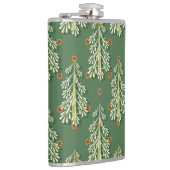 Vintage Kerstbomen illustratiepatroon Heupfles (Rechts)
