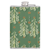 Vintage Kerstbomen illustratiepatroon Heupfles (Achterkant)