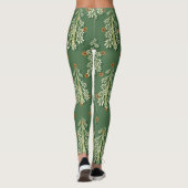 Vintage Kerstbomen illustratiepatroon Leggings (Achterkant)