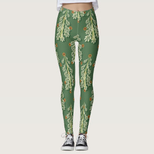 Vintage Kerstbomen illustratiepatroon Leggings