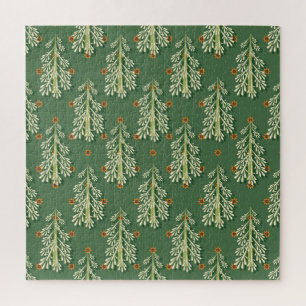 Vintage Kerstbomen illustratiepatroon Legpuzzel