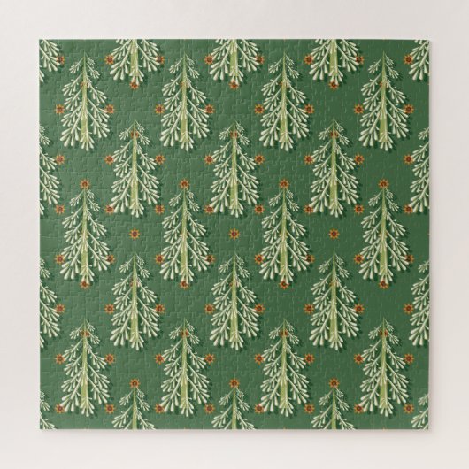 Vintage Kerstbomen illustratiepatroon Legpuzzel (Verticaal)