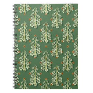 Vintage Kerstbomen illustratiepatroon Notitieboek