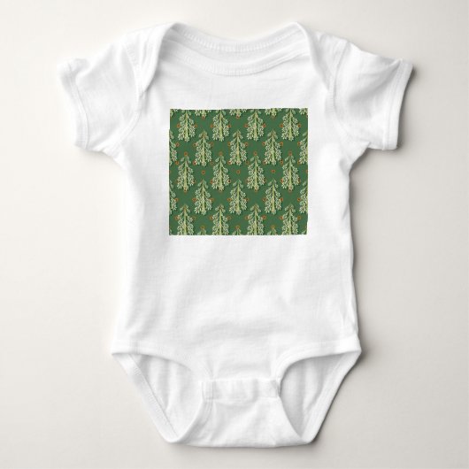 Vintage Kerstbomen illustratiepatroon Romper (Voorkant)