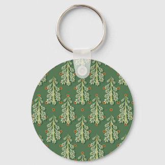 Vintage Kerstbomen illustratiepatroon Sleutelhanger