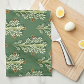 Vintage Kerstbomen illustratiepatroon Theedoek (Quarter Fold)