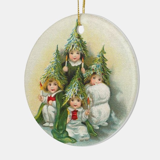 Vintage kerstbomen keramisch ornament (Links)