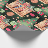 Vintage kerstbomen kerstmis kerstmis cadeaupapier (Hoek)