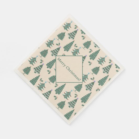 Vintage kerstbomen servet (Hoek)