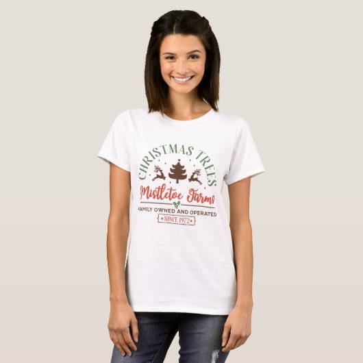 Vintage kerstbomen teken t-shirt (Voorkant volledig)